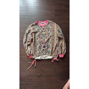 Alice + Olivia Amirah French Terry Paisley Split Side Sweatshirt size Small